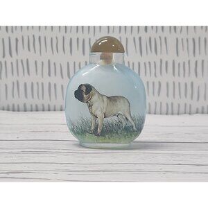 Vintage Hand Painted Reverse Snuff Perfume Bottle Fawn English Mastiff Item #998